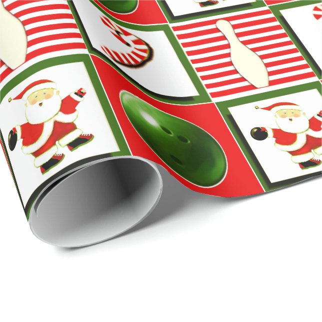 Papier Cadeau Noël de bowling (Coin rond)
