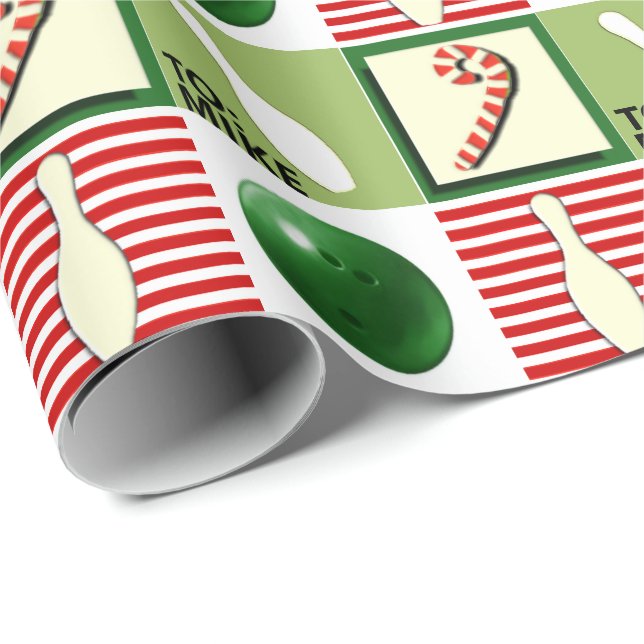 Papier Cadeau Noël de Bowling personnalisé (Coin rond)