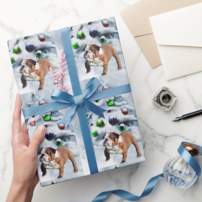 Papier Cadeau Noël de Bulldog anglais (Cadeaux)