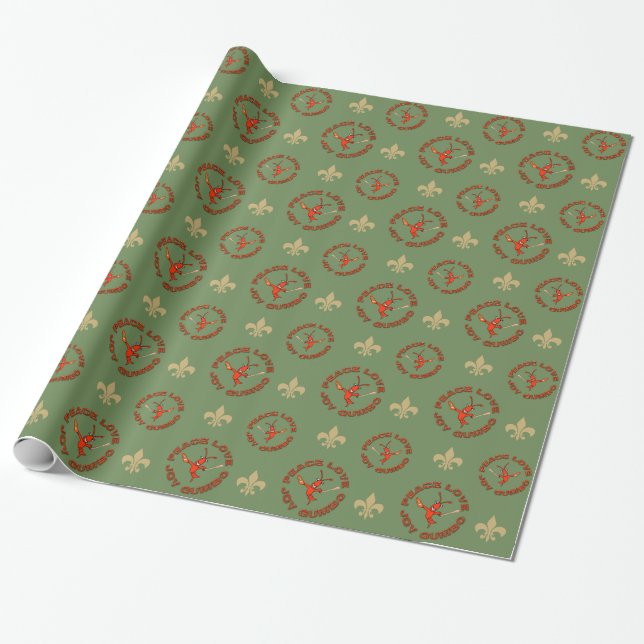 Papier Cadeau Noël de Cajun de gombo de joie de paix (Déroulé)