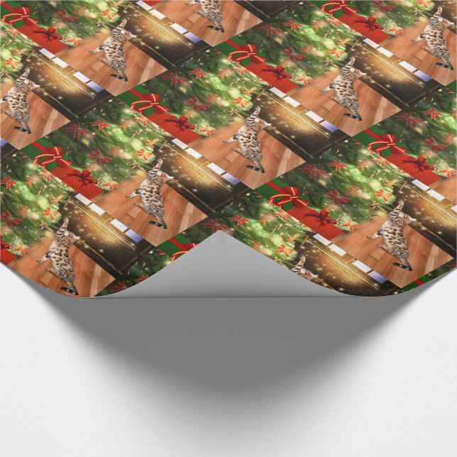 Papier Cadeau Noël de chat de minou du Bengale (Coin)