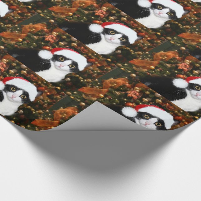 Papier Cadeau Noël de chat de smoking (Coin)