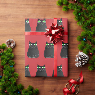 Papier Cadeau Noël de chat noir