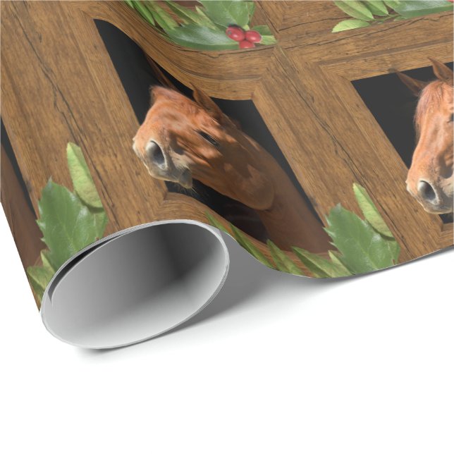 Papier Cadeau Noël de cheval (Coin rond)