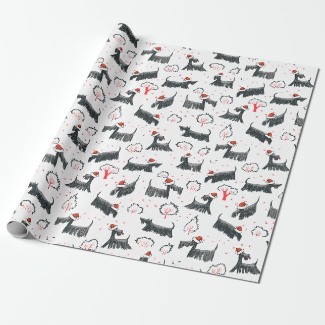 Papier Cadeau Noël de chien de Terrier d'écossais de vacances de (Déroulé)