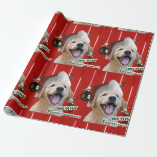 Papier Cadeau Noël de chiot de golden retriever