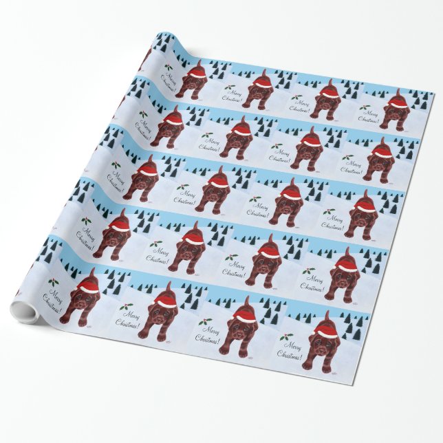 Papier Cadeau Noël de chiot de Labrador de chocolat et de (Déroulé)