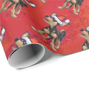 Papier Cadeau Noël de chiwawa sur le rouge