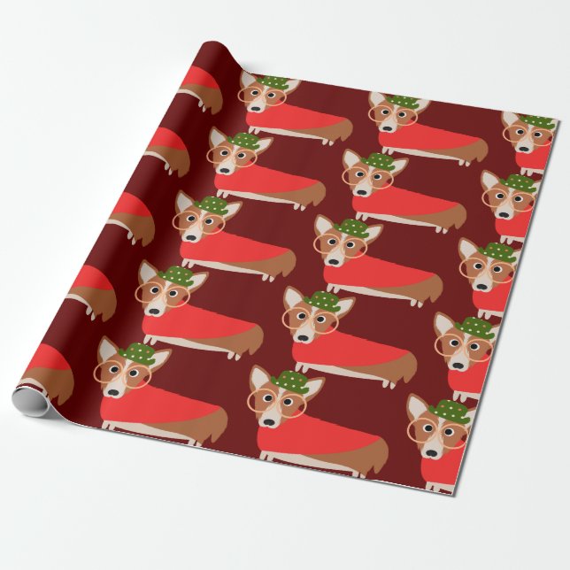 Papier Cadeau Noël de corgi (Déroulé)