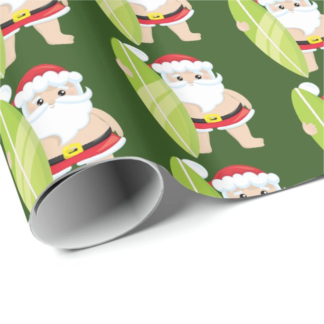 Papier Cadeau Noël de fête surfant l'enveloppe de partie (Coin rond)