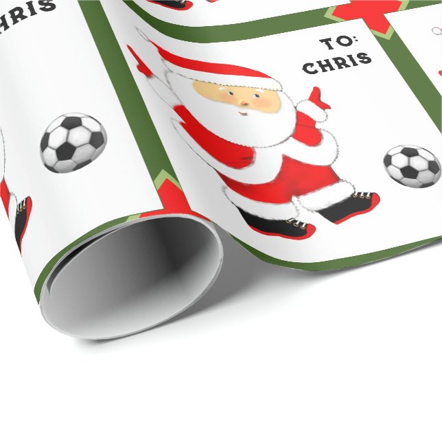 Papier Cadeau Noël de football (Coin rond)