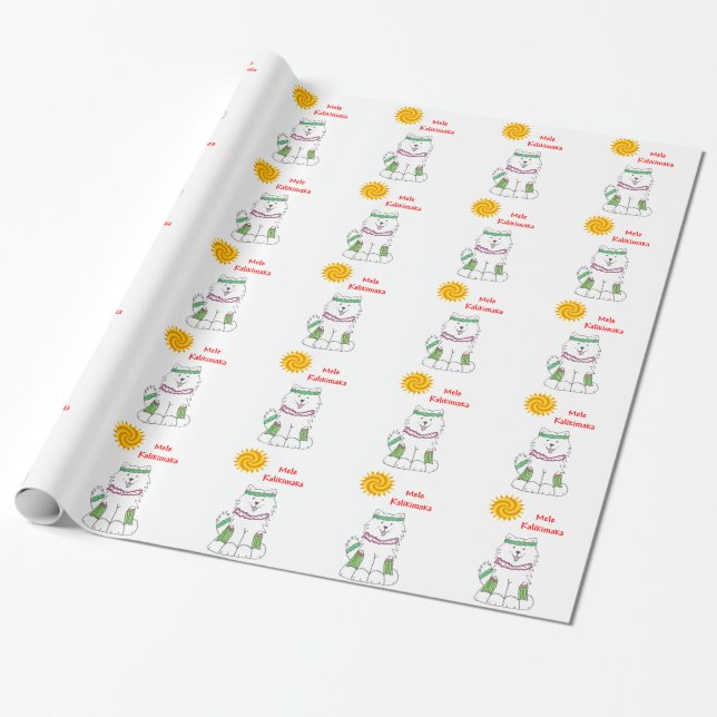 Papier Cadeau Noël de Hawaïen de Samoyed (Déroulé)