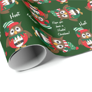 Papier Cadeau Noël de hibou de Hootin