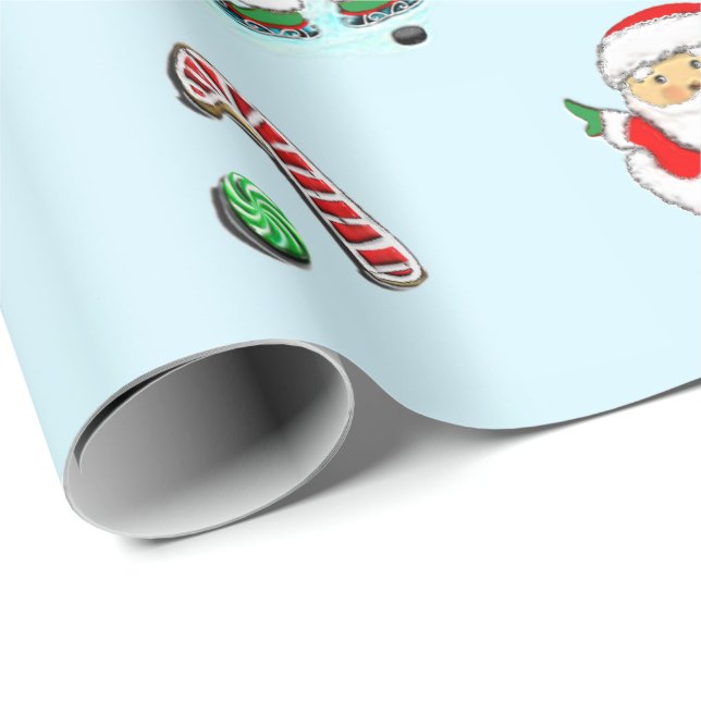 Papier Cadeau Noël de hockey (Coin rond)