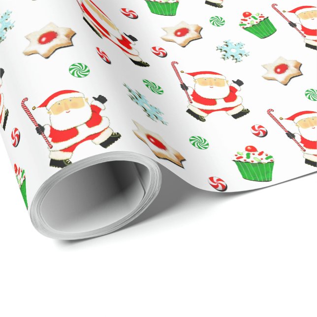 Papier Cadeau Noël de hockey sur gazon (Coin rond)