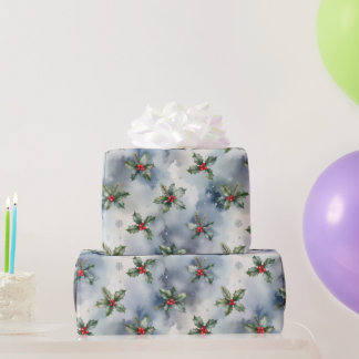 Papier Cadeau Noël de Houx d'Hiver