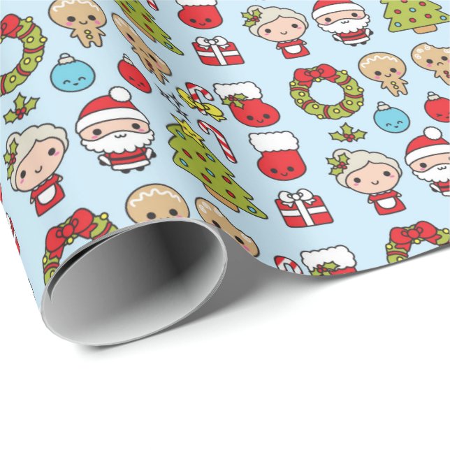 Papier Cadeau Noël de Kawaii (Coin rond)