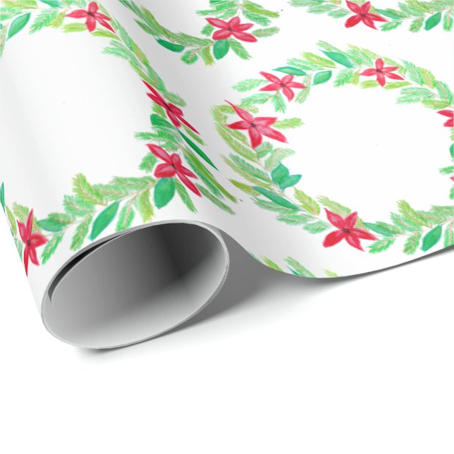 Papier Cadeau Noël de la chemise d'aquarelle (Coin rond)