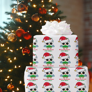 Papier Cadeau Noël de la chouette Noël personnalisé Rouge Vert v