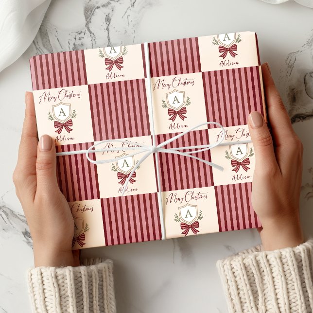 Papier Cadeau Noël de la corneille de monogramme personnalisée (Créateur téléchargé)