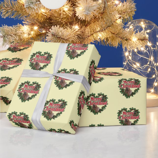 Papier Cadeau Noël de la couronne de coeur (Vacances)