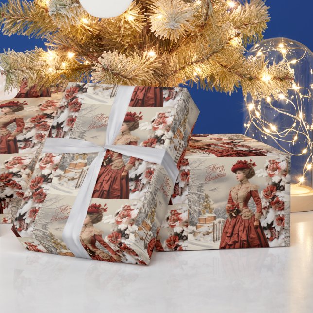 Papier Cadeau Noël de la dame victorienne (Vacances)