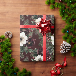 Papier Cadeau Noël de la Flore rouge de Bourgogne