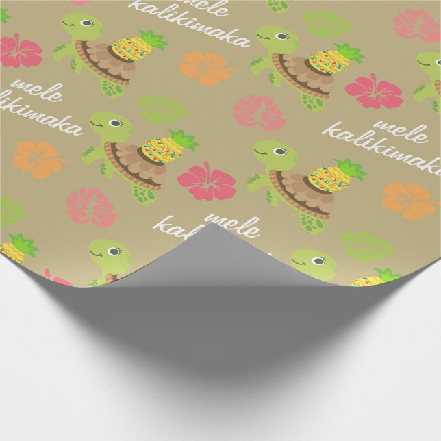 Papier Cadeau Noël de la jolie tortue de mer (Coin)