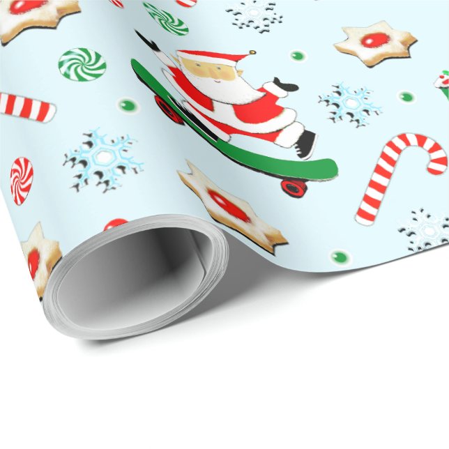 Papier Cadeau Noël de la planche à roulettes (Coin rond)