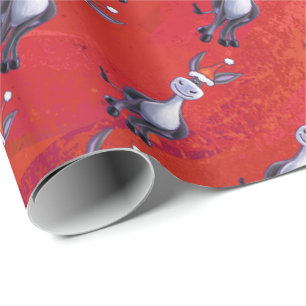 Papier Cadeau Noël de l'âne en vert