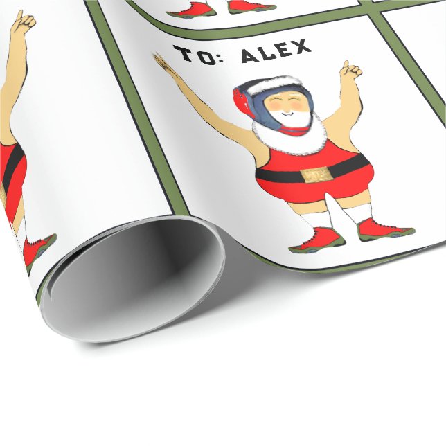 Papier Cadeau Noël de lutte personnalisée (Coin rond)