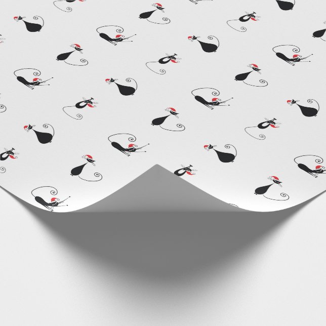 Papier Cadeau Noël de Meowy - Papier de Noël de Kitty plafonné (Coin)