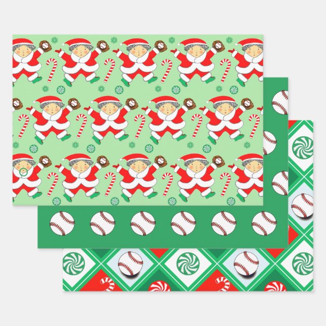 Papier cadeau Noël de Noël de baseball (Lot)