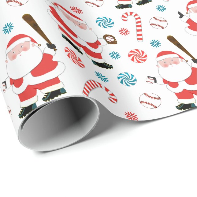 Papier cadeau Noël de Noël de baseball (Coin rond)