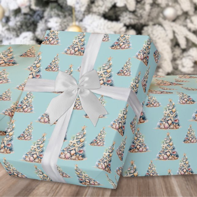 Papier Cadeau Noël de plage tropicale (Tropical Beach Christmas Wrapping Paper)