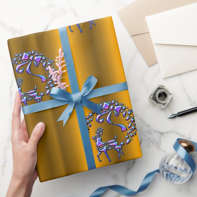 Papier Cadeau Noël de rennes roses décoratifs (Créateur téléchargé)