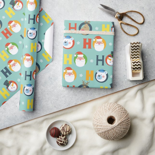 Papier Cadeau Noël de saint Ho Ho Ho Père Noël Snowman Reindee (Artisanat)