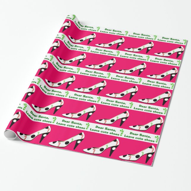 Papier Cadeau Noël de talon haut chausse le rouge (Déroulé)