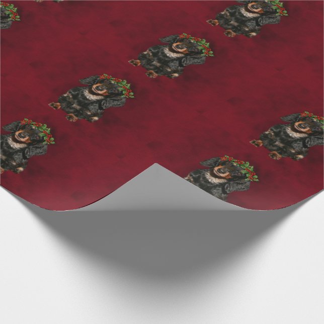 Papier Cadeau Noël de teckel (Coin)