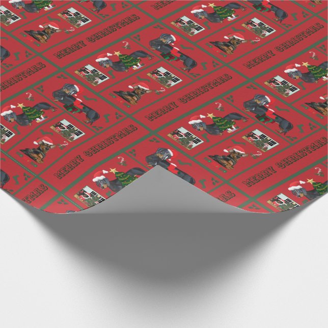 Papier Cadeau Noël de teckel (Coin)