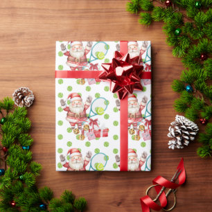 Papier Cadeau Noël de tennis avec Santa CLAUS