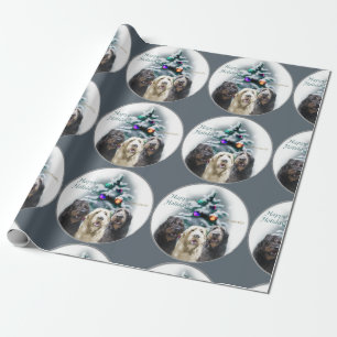 Papier Cadeau Noël de trio de Labradoodle