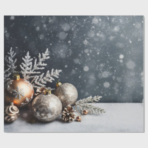 Papier Cadeau Noël Décor gris vacances