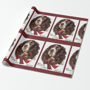 Papier Cadeau Noël d'épagneul de springer anglais