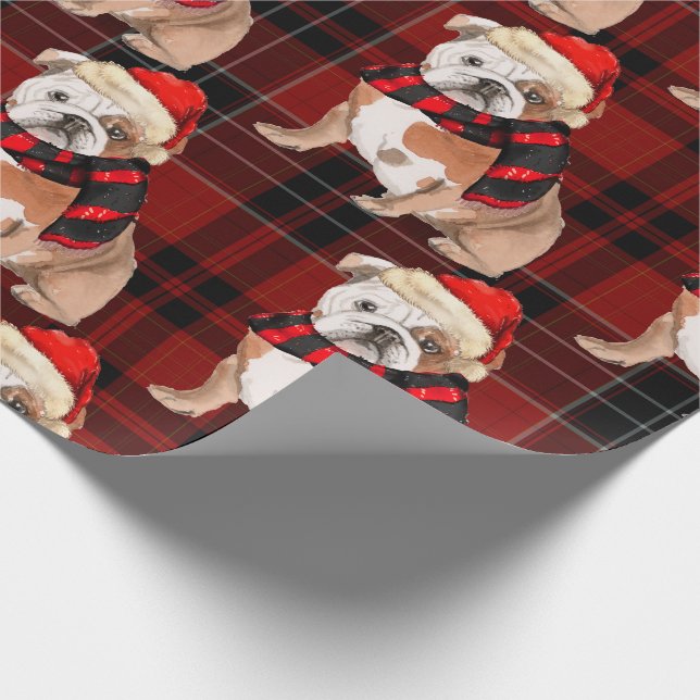 Papier Cadeau Noël des Amoureux de les chiens de Bulldog Plaid e (Coin)