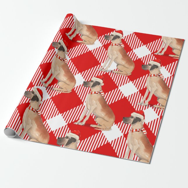 Papier Cadeau Noël des Amoureux de les chiens Plaid et Great Dan (Déroulé)