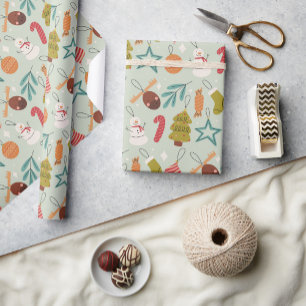 Papier Cadeau Noël des arbres de Noël colorés