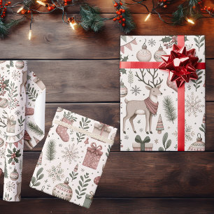 Papier Cadeau Noël des bois de rennes lunaires