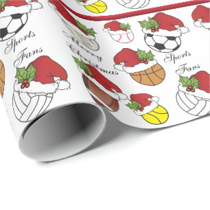 Papier Cadeau Noël des boules   de sport de joueur d'équipe