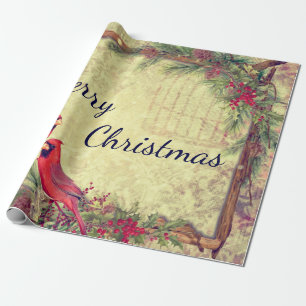 Papier Cadeau Noël des cardinaux vintage